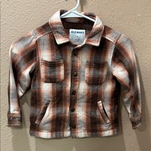 Old Navy Kids Plaid Flannel Shacket,  size 4T, Brn., cream, Rust
